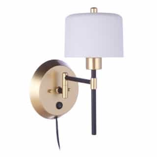 Wentworth Swing Arm Wall Sconce Fixture w/o Bulb, E26, Black/Gold