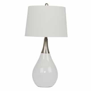 Poly and Metal Base Table Lamp Fixture w/o Bulb, E26, White/Nickel