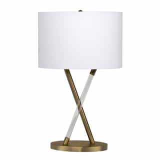 Acrylic and Metal Base Table Lamp Fixture w/o Bulb, E26, White/Brass