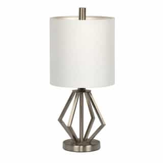 Indoor Metal Base Table Lamp Fixture w/o Bulb, White/Nickel