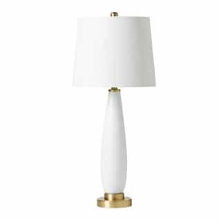 Glass and Metal Base Table Lamp Fixture w/o Bulb, White/Brass
