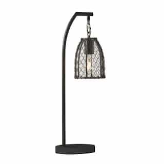 Faux Wood and Metal Table Lamp Fixture w/o Bulb, Wood/Black