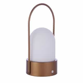 5W LED Outdoor Rechargeable Portable Globe Table Lamp, 3000K, Brass