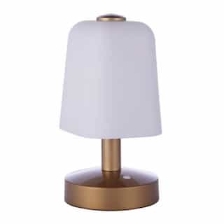 5W LED Outdoor Rechargeable Portable Table Lamp, 3000K, Satin Brass