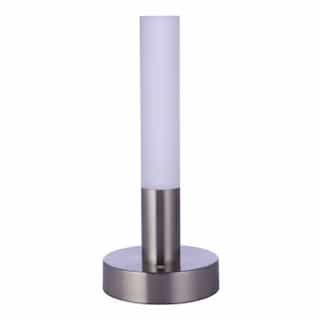 5W LED Indoor Rechargeable Cylinder Table Lamp, Dim, 3000K, Nickel