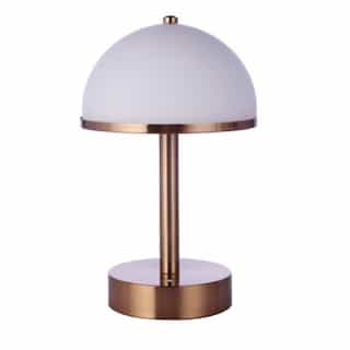 5W LED Indoor Rechargeable Portable Dome Table Lamp, 3000K, Brass