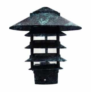 10-in 6W 5-Tier LED Pagoda Pathway Light w/ 3-in Base, A19, 120V, 3000K, Verde Green