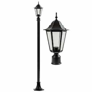 6W LED 8-ft Daniella Post Top Light, Single-Head, A19, Black/Frosted