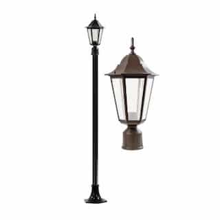 6W LED 8-ft Daniella Post Top Light, Single-Head, A19, Bronze/Frosted