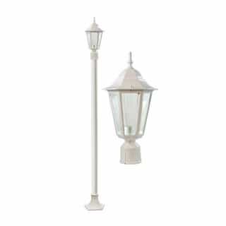 6W LED 8-ft Daniella Post Top Light, Single-Head, A19, White/Frosted