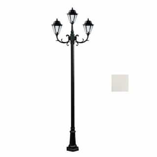 16W LED 10-ft Daniella Post Top Fixture, Three-Head, White/Frosted