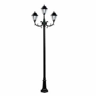9W LED 10-ft Post Top Fixture, Three-Head, A19, Black/Frosted