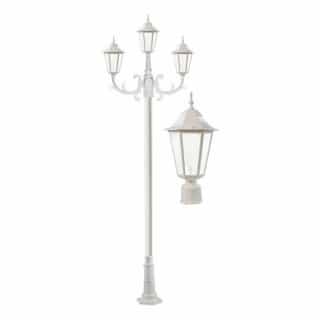 Dabmar 16W 10-ft LED Lamp Post, Three-Head, 1600 lm, White/Frosted, 6500K