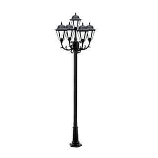 Dabmar 16W 10-ft LED Lamp Post, Five-Head, 1550 lm, Black/Frosted, 3000K