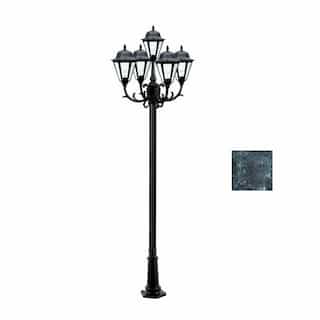 Dabmar 16W 10-ft LED Lamp Post, Five-Head, 1550 lm, Green/Frosted, 3000K