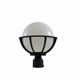 Dabmar 16W 10-in Globe LED Light Post Top Fixture w/ Polycarbonate Lens, Black