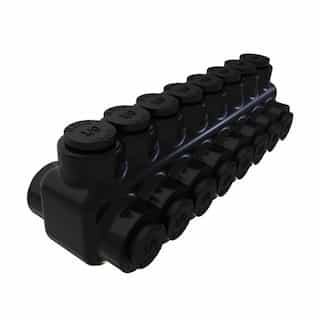 Insulated Multi-Tap Connector, Dual Sided, 8 Ports, 3/0-6 AWG, Black