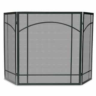 Fireplace Screen, Mission Design, Wrought Iron, 3-Panel, Black