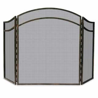 UniFlame Fireplace Screen w/ Arch Top, 3-Panel, Wrought Iron, Antique Rust