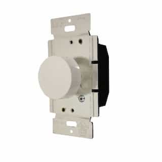 White Three-Way Incandescent Full Rotary Dimmer w Push OnOff