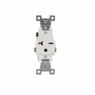 Ivory Commercial Grade Side Wired 2-Pole 20A High Voltage Single Receptacle
