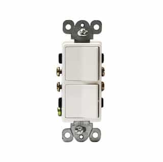White Decorator Combination Side-Wire Only 15A two Single Pole Switches