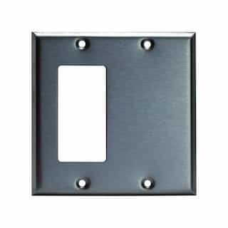 Stainless Steel Combination 2-Gang Blank & GFCI Wall Plate