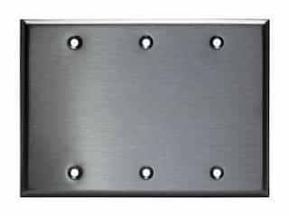 Stainless Steel 3-Gang Blank Metal Wall Mounted Plate