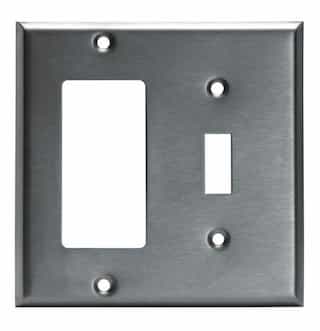 Stainless Steel Combination 2-Gang GFCI & Toggle Metal Wall Plate