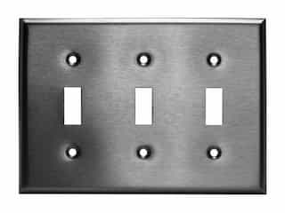 Over-Size Stainless Steel 3-Gang Toggle Wall Plate