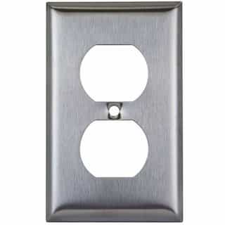 Over-Size Stainless Steel 1-Gang Duplex Receptacle Wall Plate