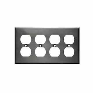 4-Gang Duplex Receptable Wall Plate, Stainless Steel