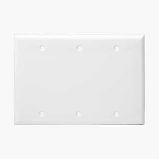 White Colored Thermoplastic Three-Gang Blank Wall Plate