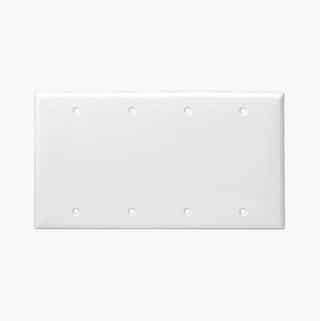 White Colored Thermoplastic Four-Gang Blank Wall Plate