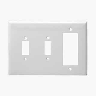 White Combination 3-Gang 2-Toggle and GFCI Plastic Wall Plates