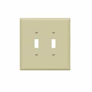 2-Gang Oversized Toggle Switch Wall Plate, Polycarbonate, Ivory