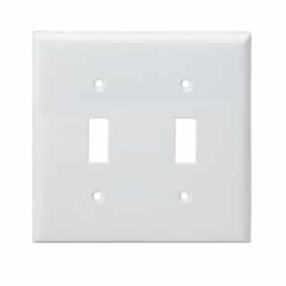 2-Gang Oversized Toggle Switch Wall Plate, Polycarbonate, White