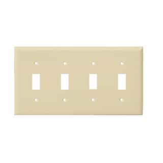 Ivory Colored 4-Gang Toggle Switch Plastic Wall Plate