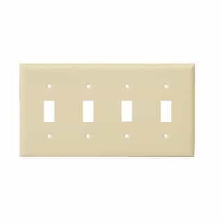 Ivory Mid-Size 4-Gang Toggle Switch Plastic Wall Plate