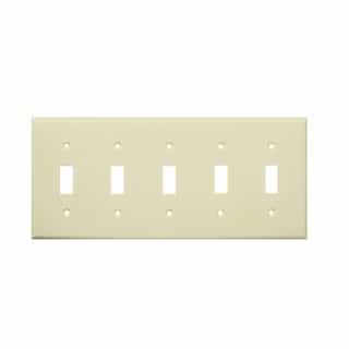 Almond Colored 5-Gang Toggle Switch Plastic Wall Plate