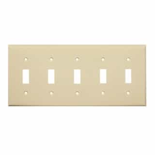 Ivory Colored 5-Gang Toggle Switch Plastic Wall Plate