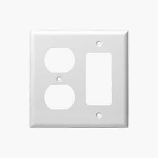 White Combination 2-Gang Duplex Receptacle & GFCI Plastic Wall Plate