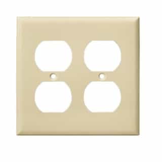 2-Gang Oversized Duplex Receptacle Wall Plate, Polycarbonate, Ivory