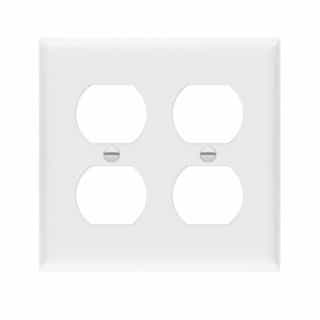 2-Gang Oversized Duplex Receptacle Wall Plate, Polycarbonate, White