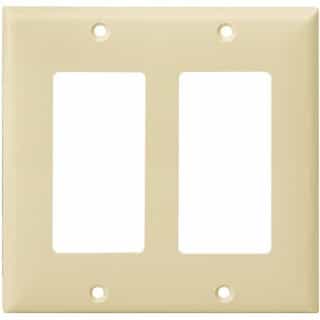 Ivory 2-Gang Mid-Size Decorator/GFCI Plastic Wall plates