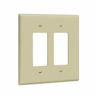 2-Gang Oversized Decorator/GFCI Receptacle Wall Plate, Ivory