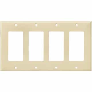 Ivory Colored 4-Gang Decorator/GFCI Plastic Wall plates