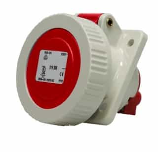 20A Pin & Sleeve Watertight Angled Receptacle, 3P/4W, 480V, Red