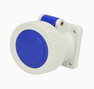 4-in 20A Pin & Sleeve Watertight Angled Receptacle, 3P/4W, 250V, Blue