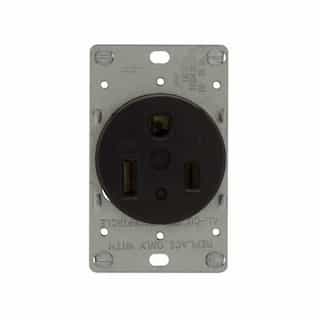 Eaton Wiring 50A Power Receptacle, Short-Strap, 2-Pole, 3-Wire, #12-4, 6-50R, 125V